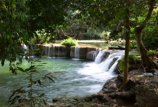 Deep forest Waterfall(Jed Sao Noi waterfall) in Saraburi, Thailand