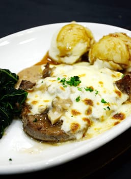 Steak with mushroom sauce, Gourmet food