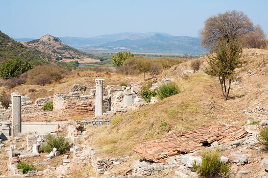 Landscape from Ephesus. Ephesus was an ancient Greek city and later a major Roman city. It was once the commercial centre of the ancient world and now it is the largest classical archaeological site in the world.