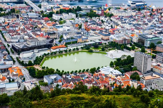 Bird's eye view on Bergen, Norway