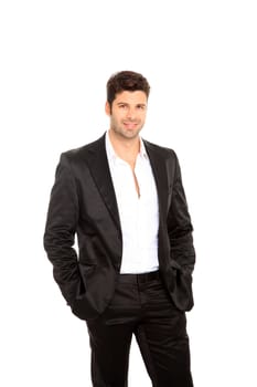 handsome man on suit isolated on a white background
