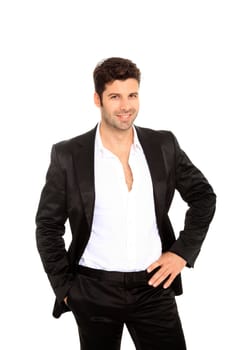 handsome man on suit isolated on a white background