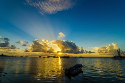 Boats early in the morning in San Andres y Providencia, Colombia