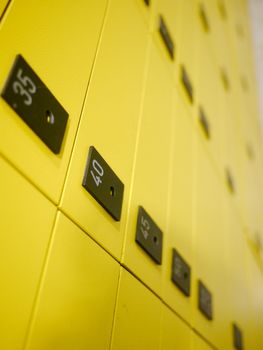 yellow private mail boxes at a post office in Croatia