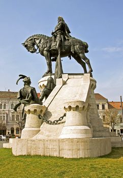 The statue of Matthias Corvinus in Cluj-Napoca, Romania