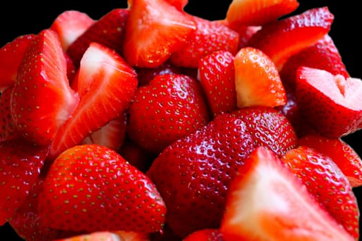 Strawberry macro with a black background