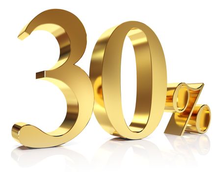 3D golden Render percent in white background