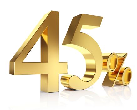 3D golden Render percent in white background