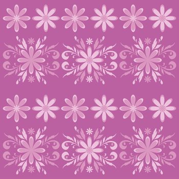 Seamless floral background, symbolical silhouette flowers on lilac.