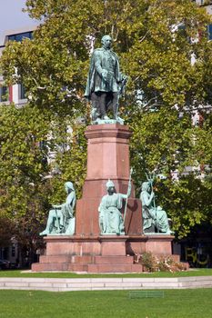 The statue of Istvan Szechenyi next to Academy of Sciences in Budapest, Hungary