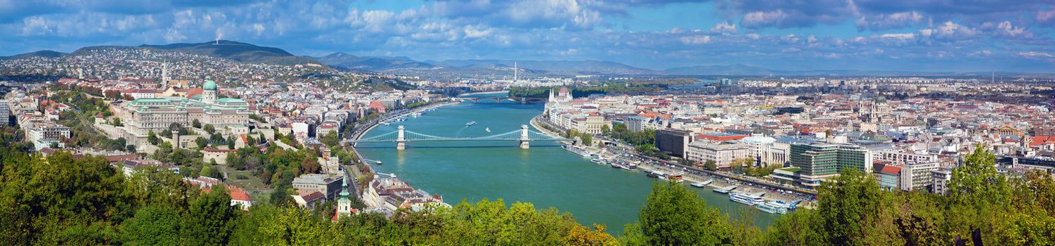 Budapest, Hungary panorama, Danube river. View from Gellert Hill