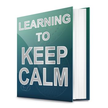 Illustration depicting a book with a keep calm concept title. White background.