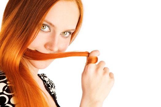 portrait of young girl with red hair