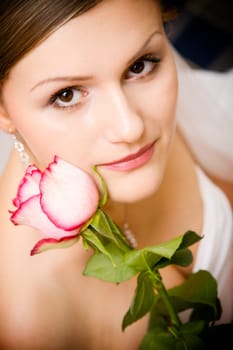 young bride with a rose