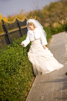 a bride in the park