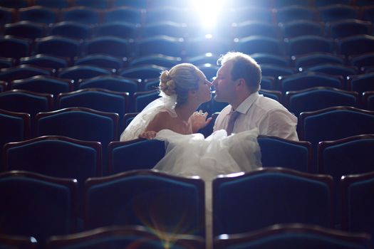bride and groom at the theatre