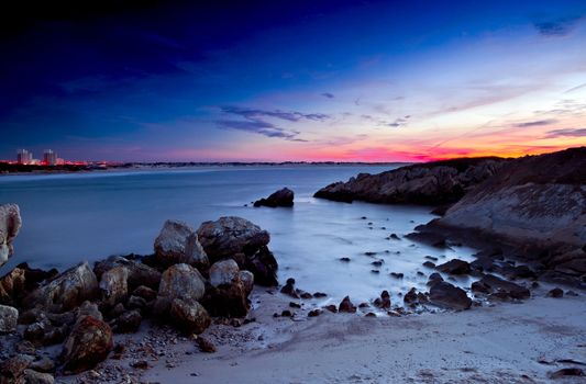 Beautiful sunset in a beach of south Europe