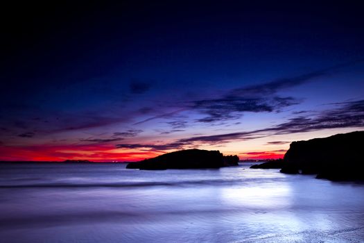 Beautiful sunset in a beach of south Europe