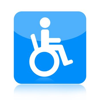 Disabled person in wheelchair icon isolated on white background