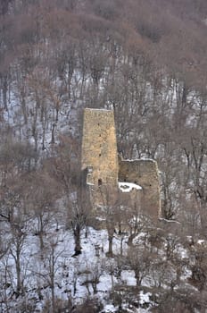 watchtower on the Georgian Military road in mountains