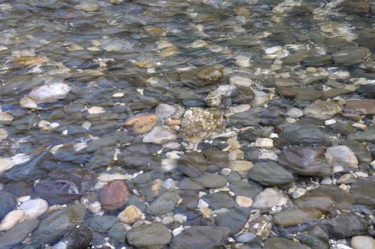 background of the little stones under water