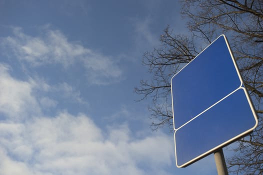 Blue road sign