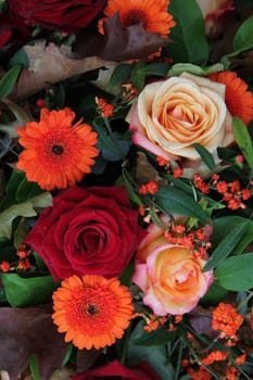 Autumn colors in a mixed floral arrangement
