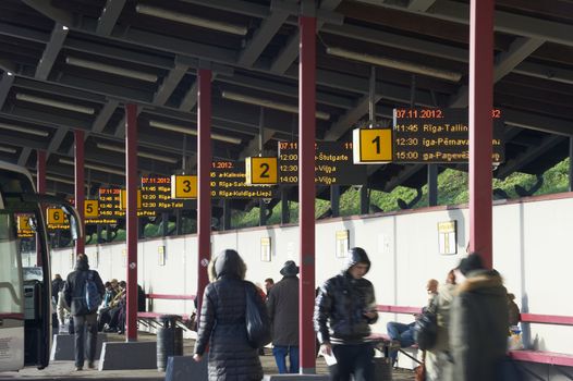 Passengers and coach station