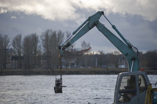 Construction site in front of sea