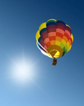 Hot air balloon in the blue sky