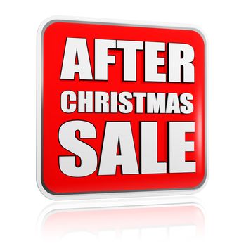 after christmas sale 3d red banner with white text, seasonal business concept