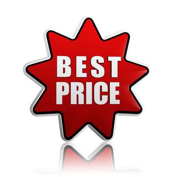 best price - 3d red star banner with white text like button, business concept