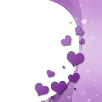 Valentines Day Card with hearts in purple
