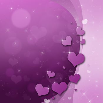 Valentines Day Card with hearts in purple