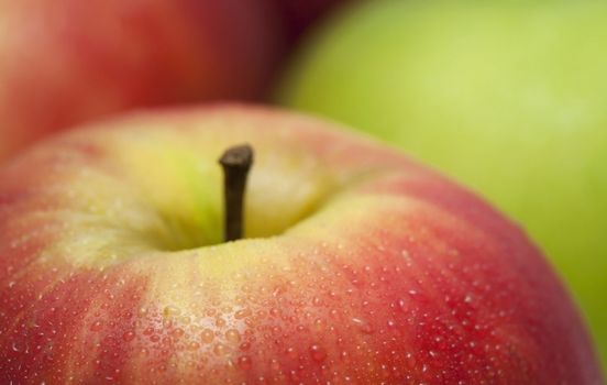 Apple macro with drop of water