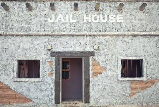 Architecture Prison on the stone brick wall