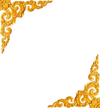 golden flower carve frame isolated on white background