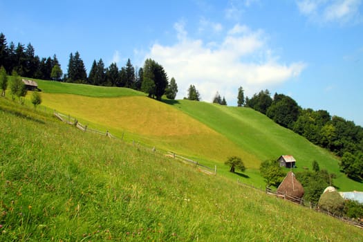 Spring slopes in the mountain in Transylvania