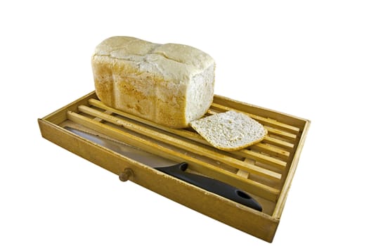 A home-made white bread with crumb catcher