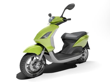 Scooter on white background, shadow and reflection
