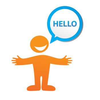 Hello-message - color signs with blank white copyspace for text. Vector template.