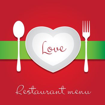 Restaurant Menu Card Design. Vector template for valentine day.