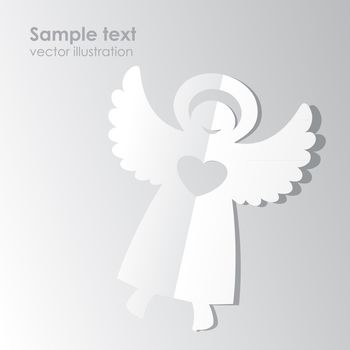 Paper white angel on a white background. Vector template design.