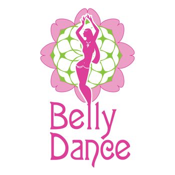 A symbol of belly dances is a silhouette of figure of girl carrying out dance on a background a  decorative pattern