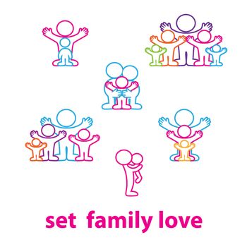 Collection of icons - the love family: kids and parents