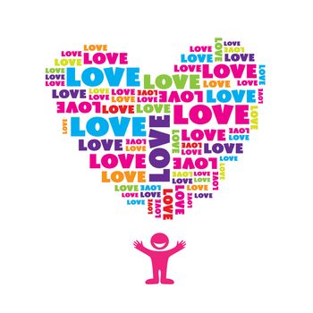 Heart of the word "love." Vector concept