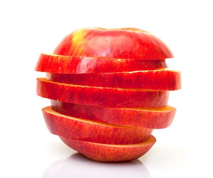 Red Sliced Apple, on white background