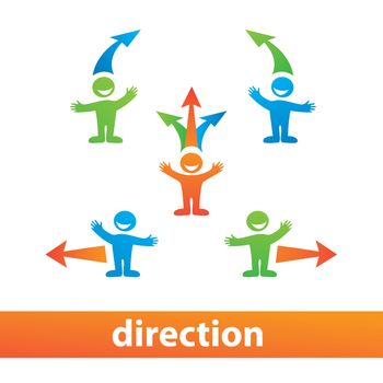 Direction. The choice of the way - left, right, up ... Vector.