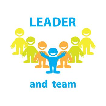  Leader and his team. Business design. Vector&