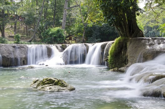 Deep forest Waterfall(Jed Sao Noi waterfall) in Saraburi, Thailand